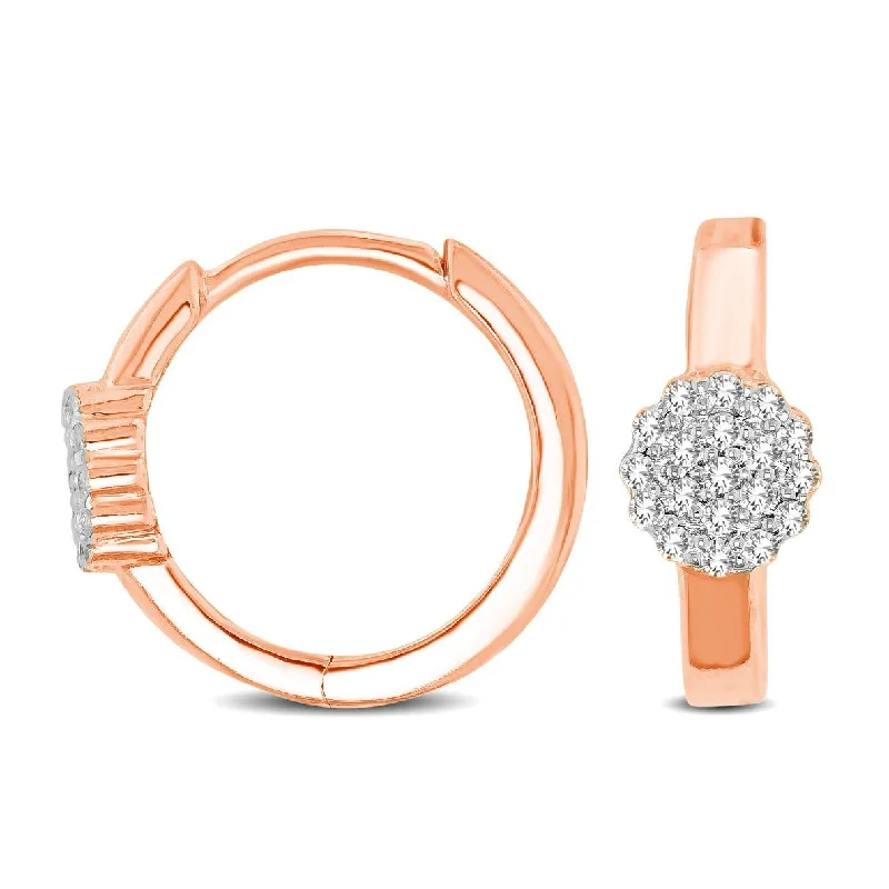 Light Crystal Earrings-10K Rose Gold 1/10 Ctw Diamond Hoop Earrings