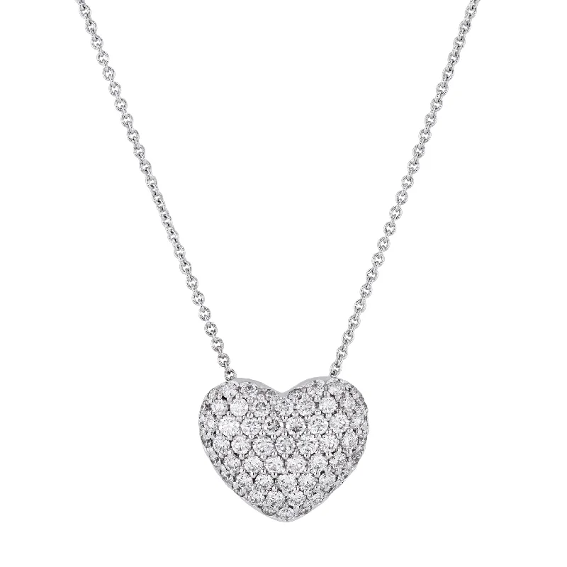 Custom Gold Necklace with Infinity Symbol-Pave Diamond White Gold Heart Necklace