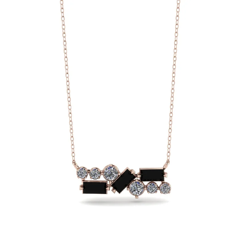 Statement Gold Necklace for Fashion Week-Black Diamond Baguette Necklace Mix - Kinley No. 32