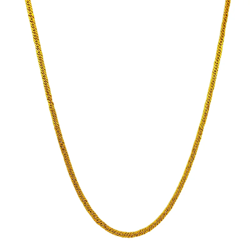 Adjustable Crystal Necklace for Versatility-Solid Flat Miami Cuban Chain (24K)