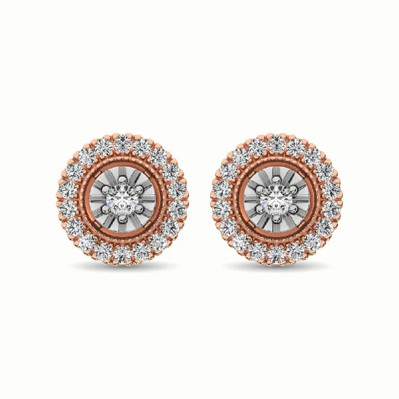 Natural Stone Earrings-10K Rose Gold 1/3 Ct.Tw. Diamond Stud Earrings