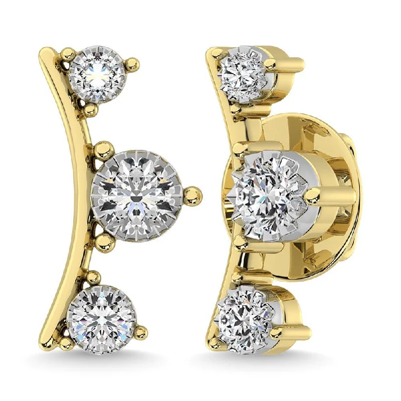 Dainty Gold Stud Earrings-Diamond 1/10.Tw. Fashion Earrings in 10K Yellow Gold