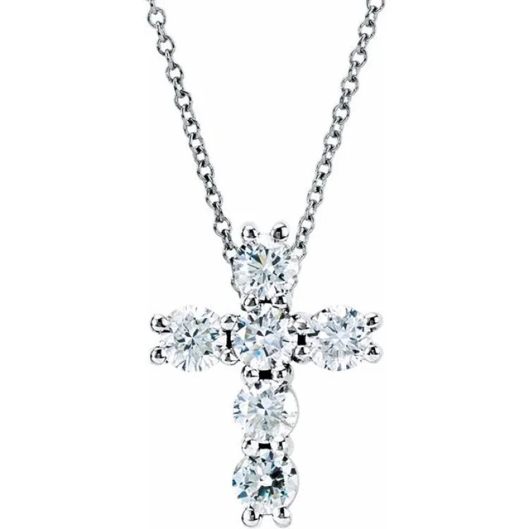 Simple Diamond Necklace for Special Occasions-14K White 1/3 CTW Lab-Grown Diamond Cross 18" Necklace