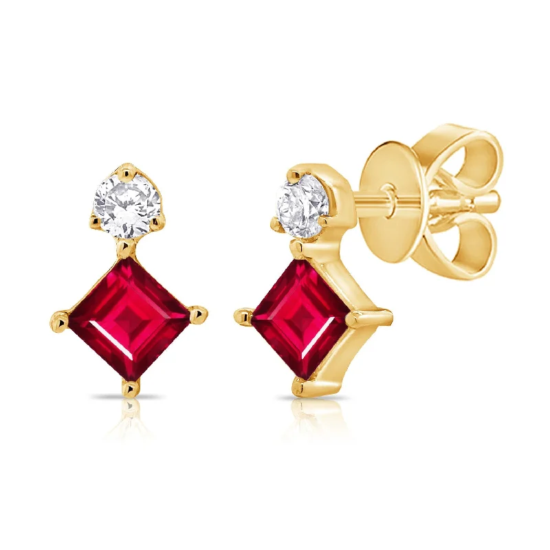 Dangle Earrings with Pearls-0.26ct Ruby & Diamond Stud Earrings