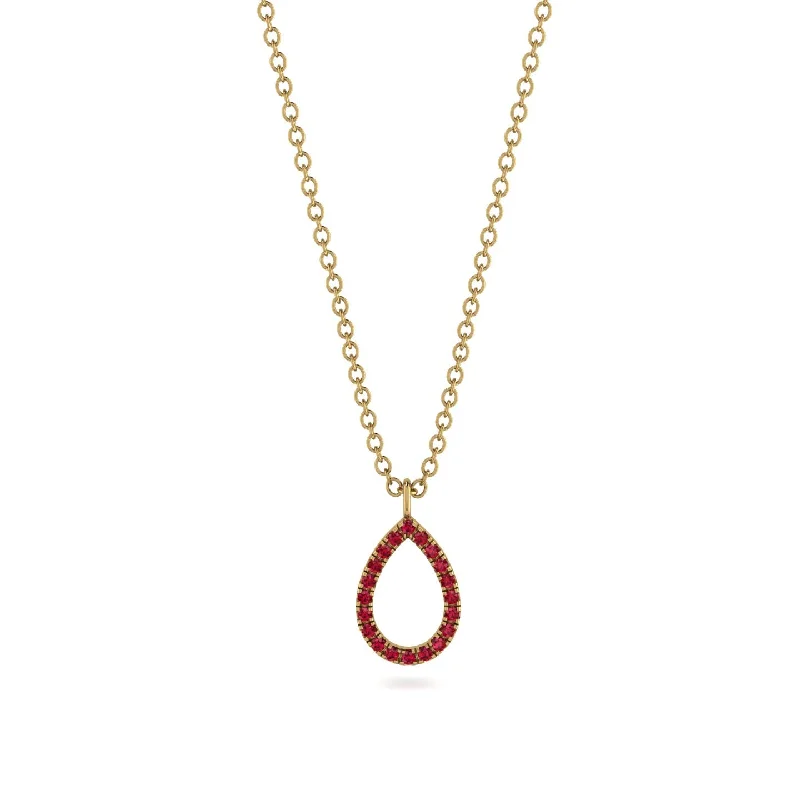 Classic Gold Necklace for Formal Wear-Pear Ruby Necklace - Amina No. 10