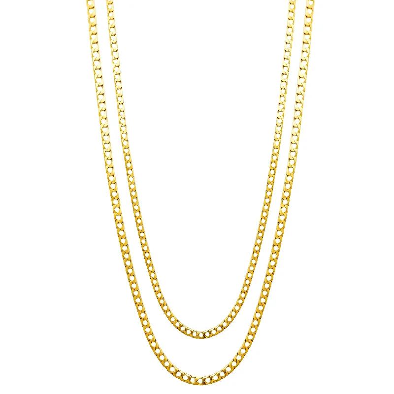 Fashionable Silver Necklace for Formal Events-Square Curb Chain (14K)