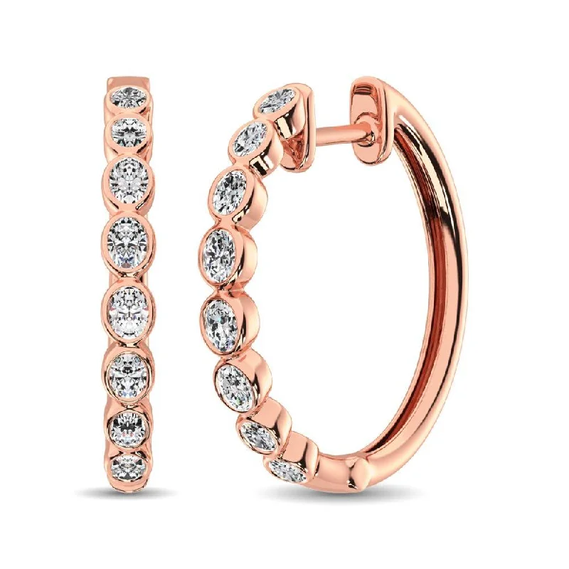 Luxury Drop Earrings-10K Rose Gold 1/3 Ct.Tw. Diamond Hoop Earrings