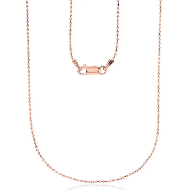 Vintage-inspired Crystal Necklace-Rose Gold Bead Diamond Cut Ball Chain (14K)