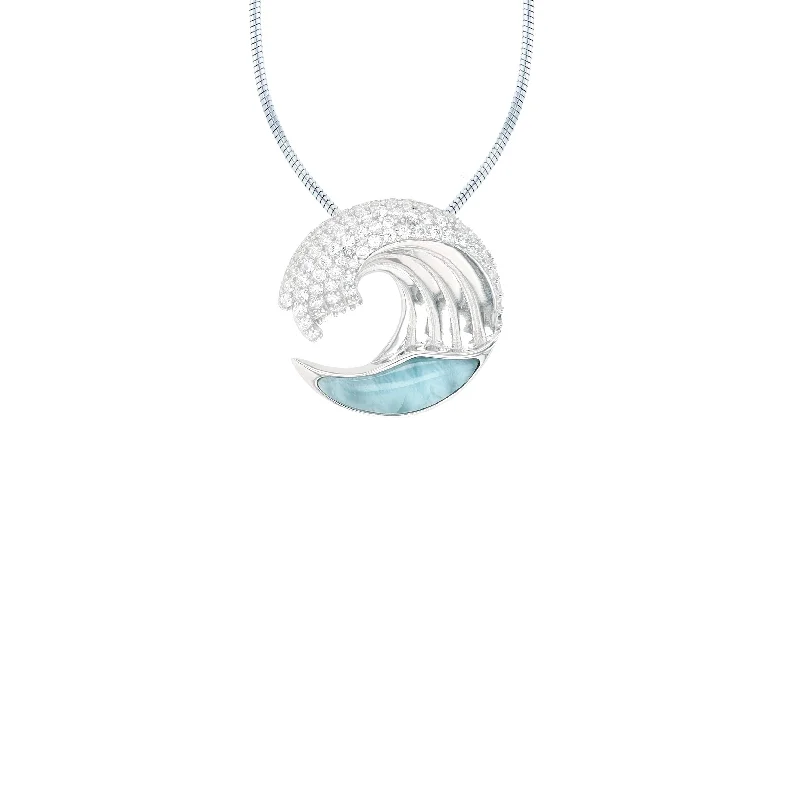 Fashionable Necklace with Charms for Teenagers-Larimar Wave Snake Necklace (Silver)