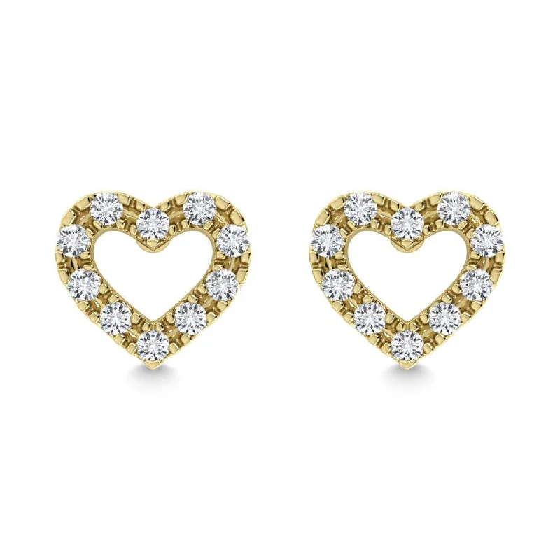 Silver Chain Drop Earrings-Diamond 1/20 Ct.Tw. Heart Earrings in 10K Yellow Gold