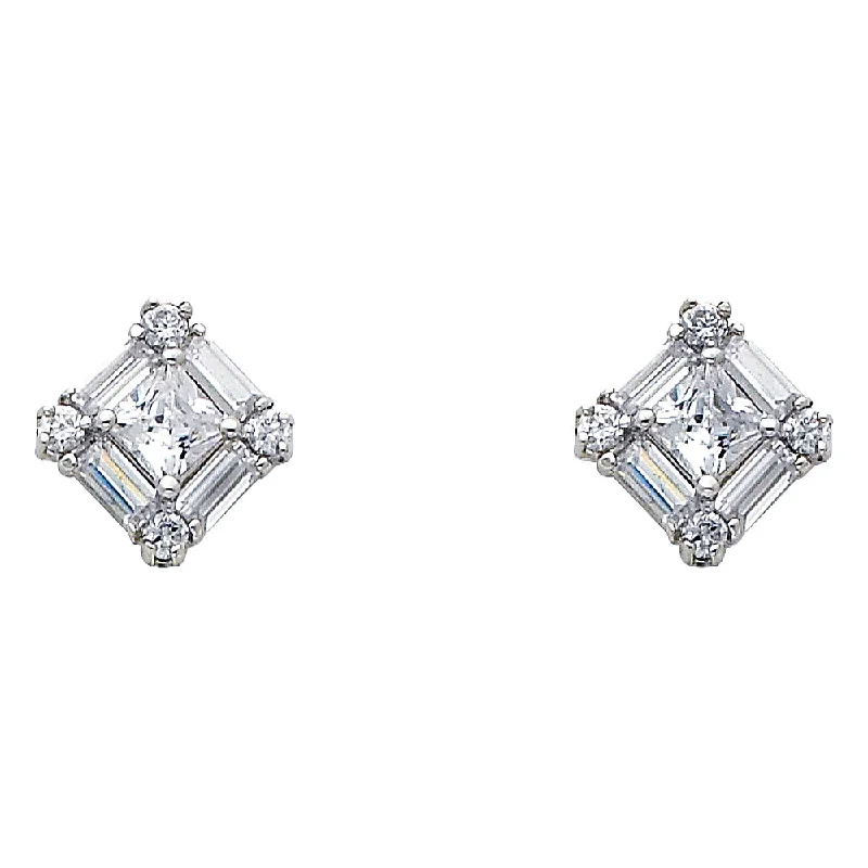 Classic Gemstone Earrings-14KY CZ Earrings