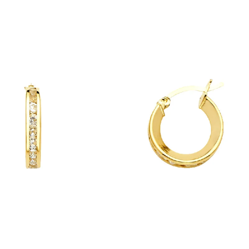 Colorful Gemstone Hoop Earrings-14K CZ Hoop Earrings