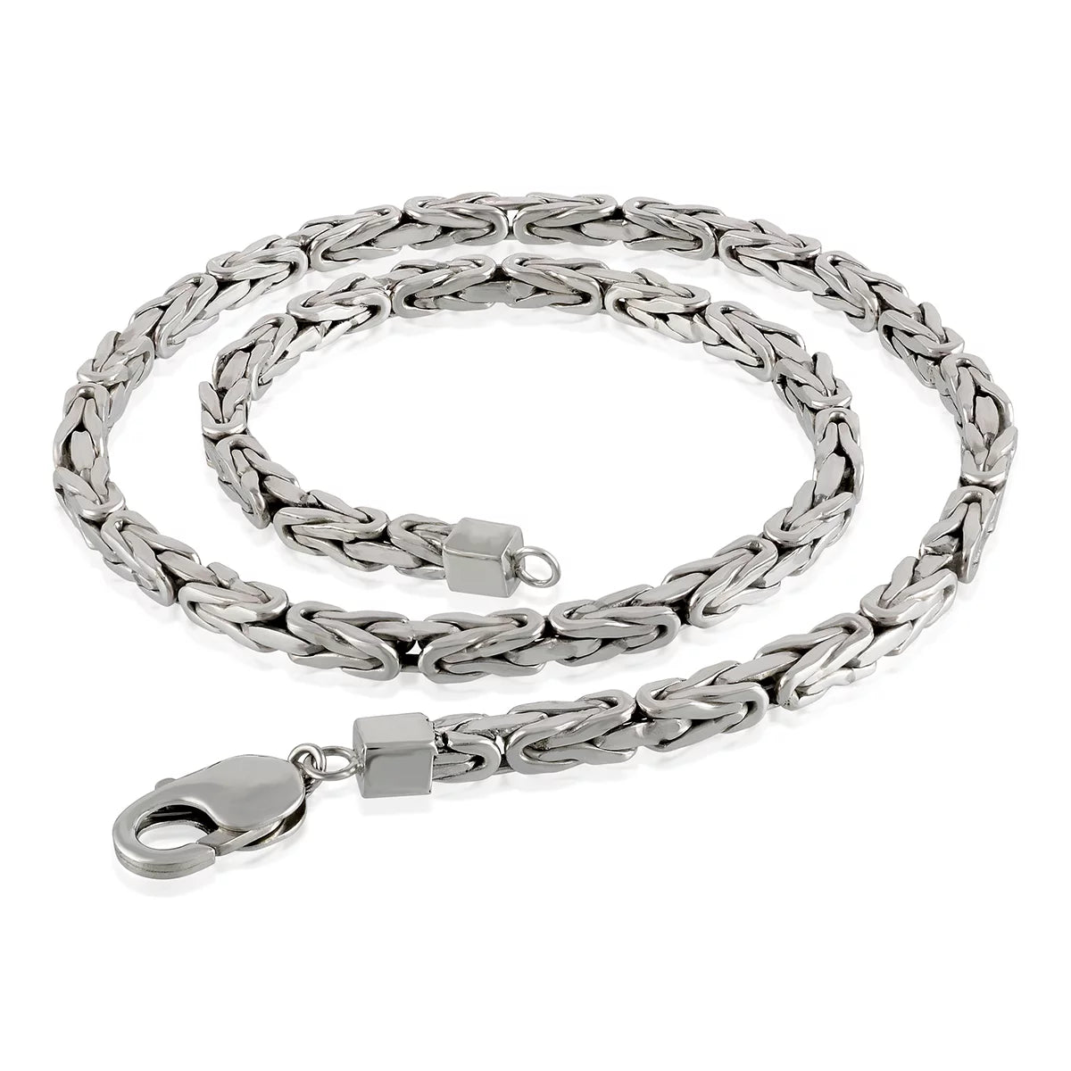 Classic Silver Necklace for Casual Look-Lightweight Byzantine Chain (Silver)