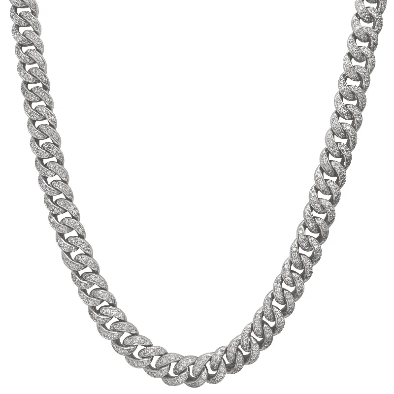 Layered Necklace with Gold Chains for Women-VS Diamond Cuban Chain Necklace (14K)