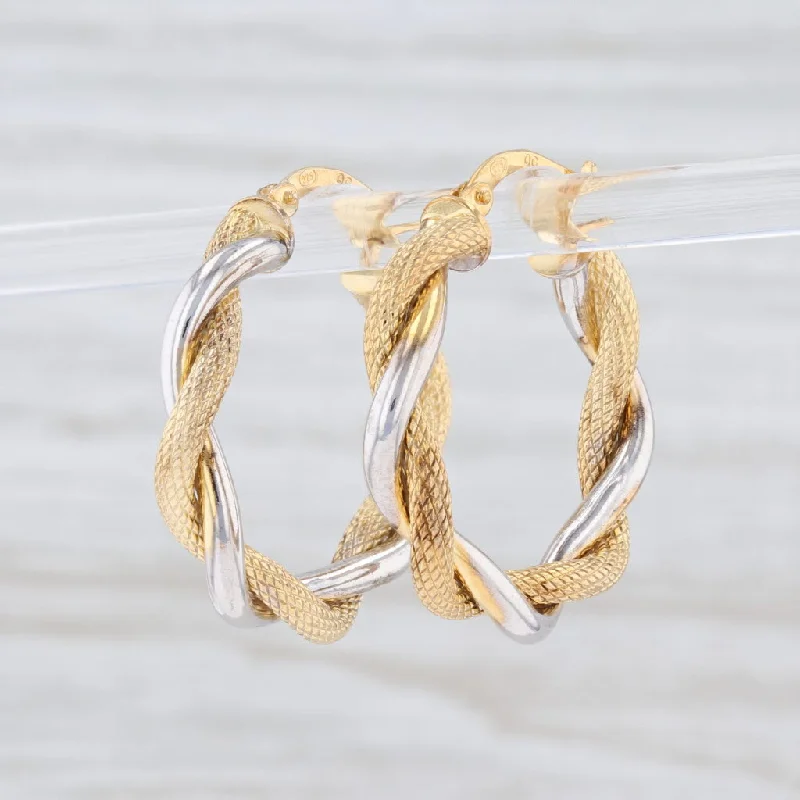 Artistic Silver Earrings-New Woven Hoop Earrings Sterling Silver Gold Plating Snap Top Round Hoops