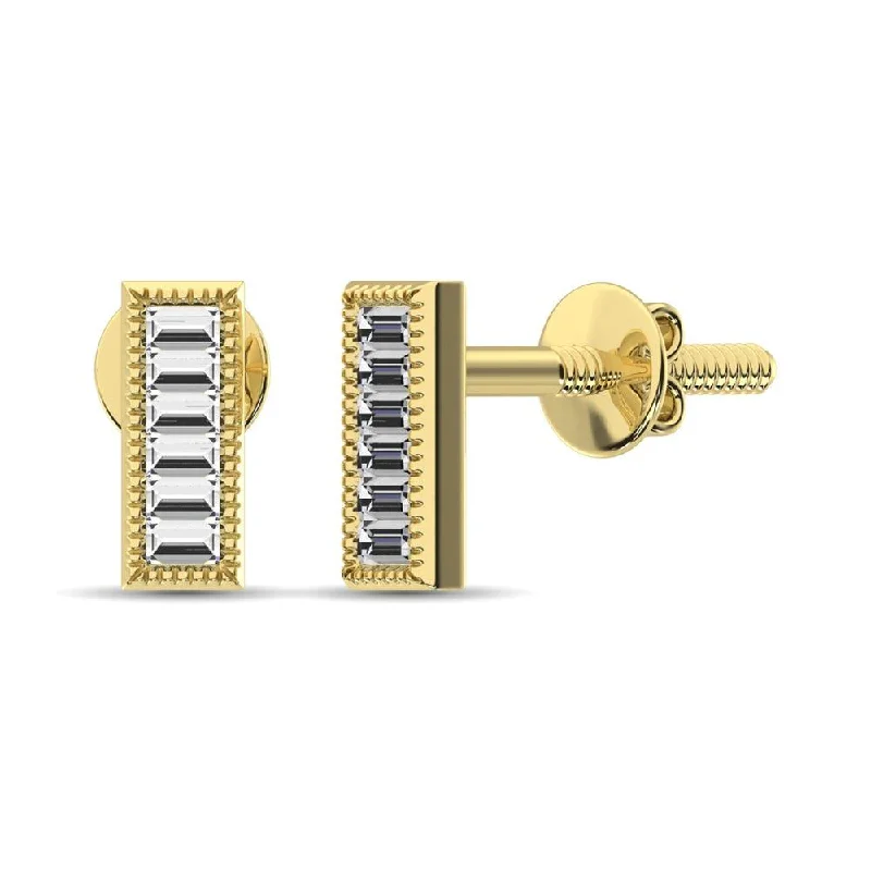 Small Drop Earrings for Work-Diamond 1/20 Ct.Tw. Fashion Earrings in 10K Yellow Gold