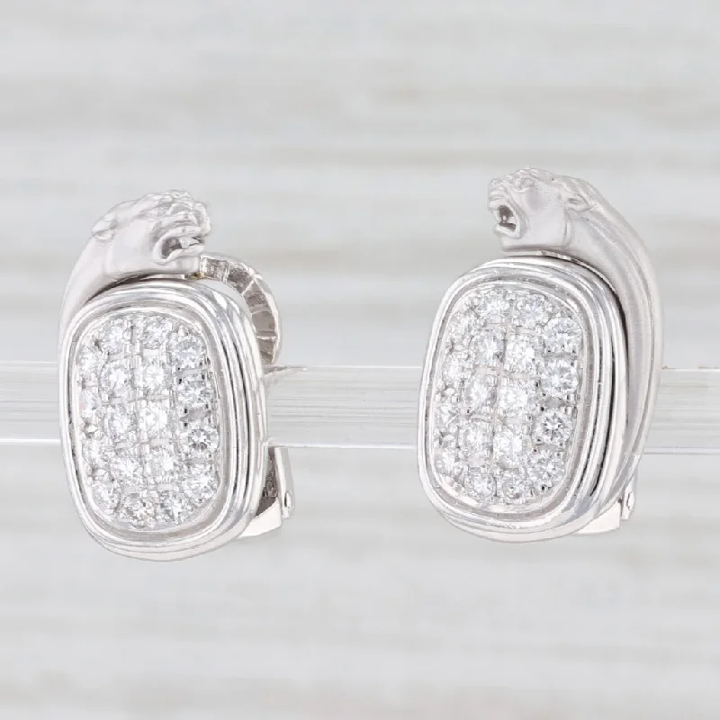 Elegant Dangle Earrings-Carrera Y Carrera 0.75ctw Diamond Panther Earrings 18k White Gold Designer