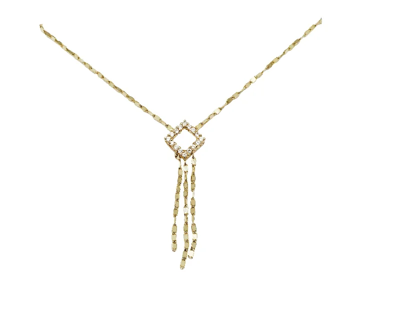 Layered Necklace with Pearls for Formal Look-Gemstone Core [Circle] Tassel Fancy Necklace (14K)