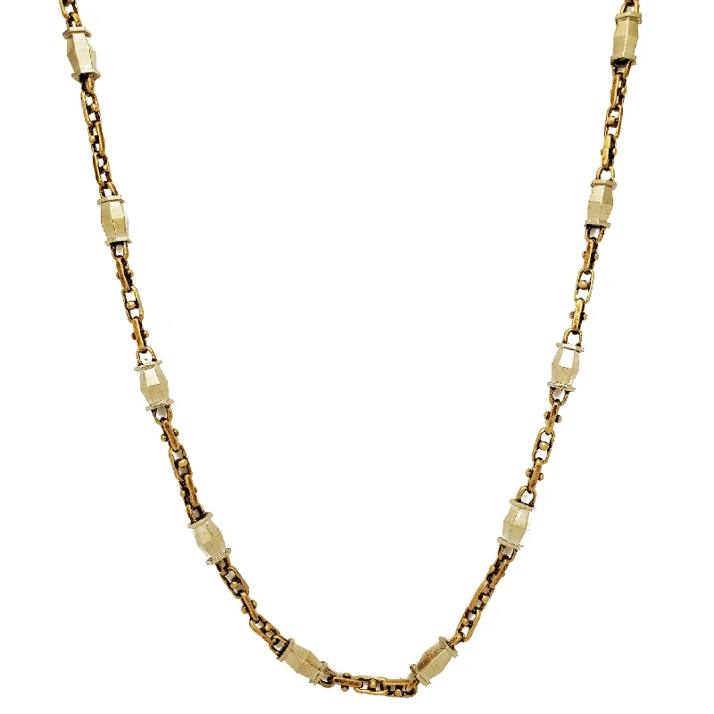 Layered Necklace with Pearls for Formal Look-Barrel Cable Chain (10K)