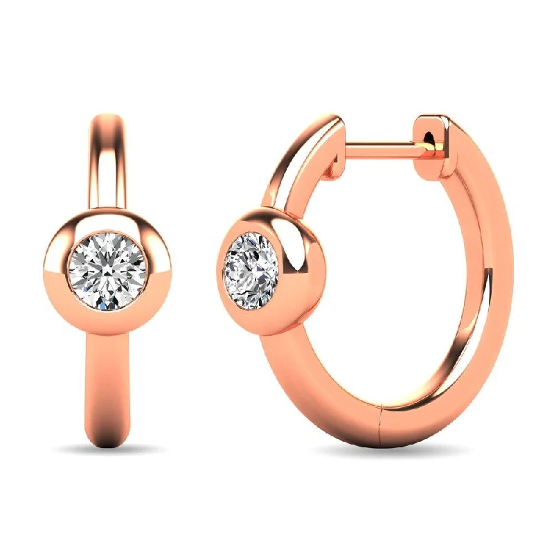 Artistic Earrings for Girls-Diamond 1/10 ct tw Bezel Set Earrings in 10K Rose Gold