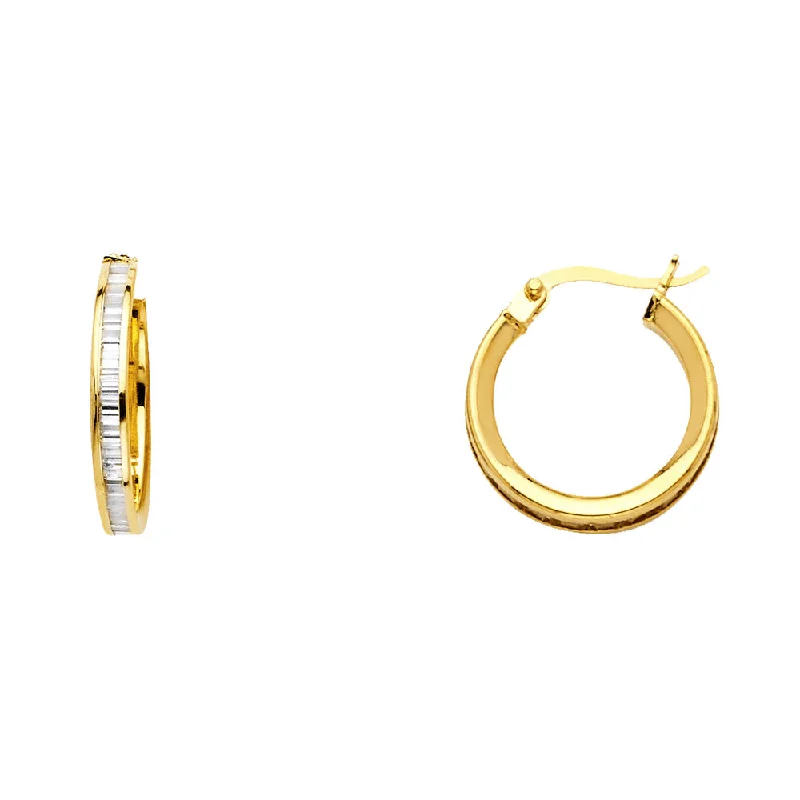 Simple Crystal Earrings-14K CZ Hoop Earrings