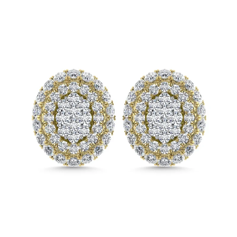 Gemstone Drop Earrings for Special Events-Diamond 5/8 Ct.Tw. Cluster Fashion Earrings in 14K Two Tone Gold