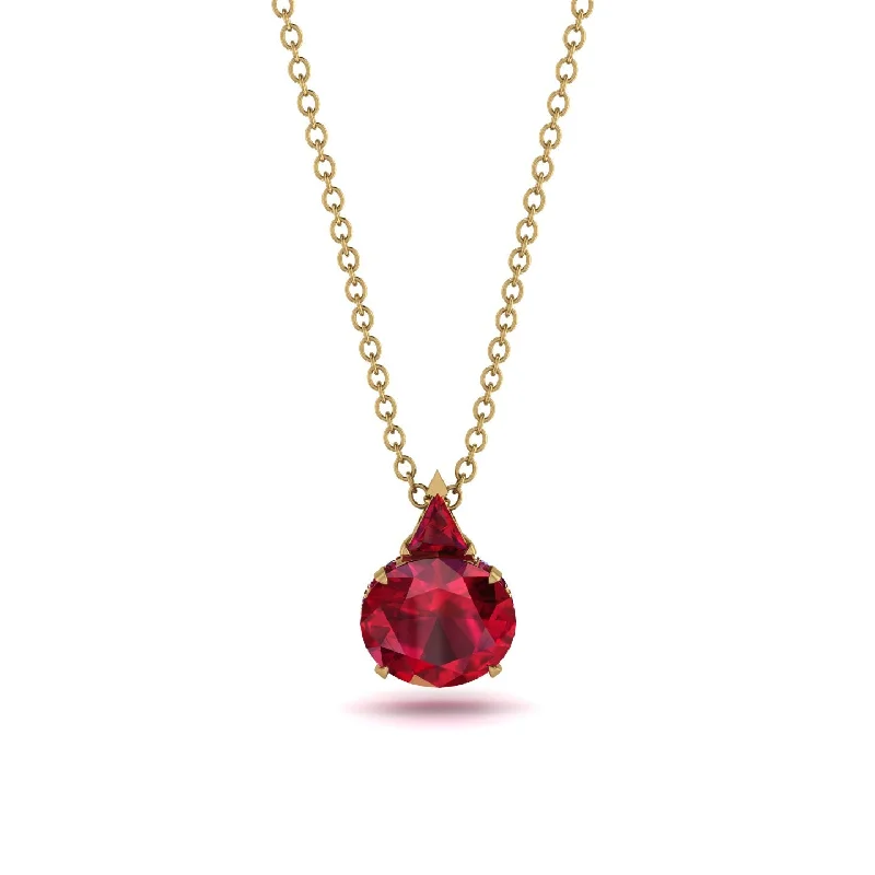 Sparkling Teardrop Necklace for Evening Out-Hidden Halo Ruby Necklace - Rosalie No. 55