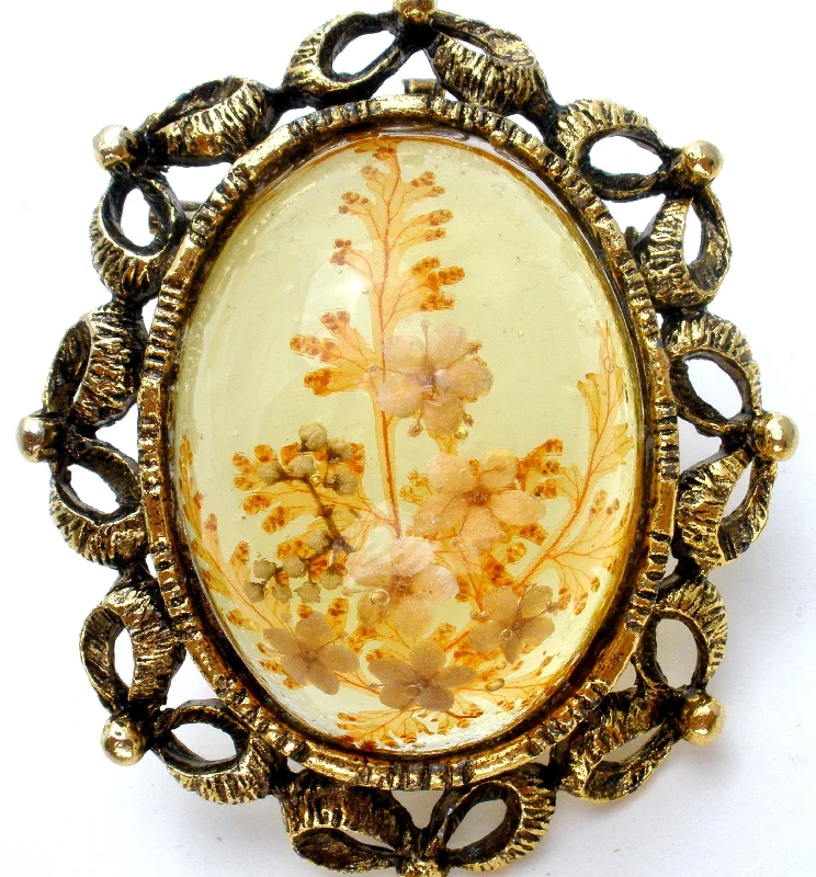 Brooch With Colorful Stones-Vintage Lucite Flower Pendant Brooch