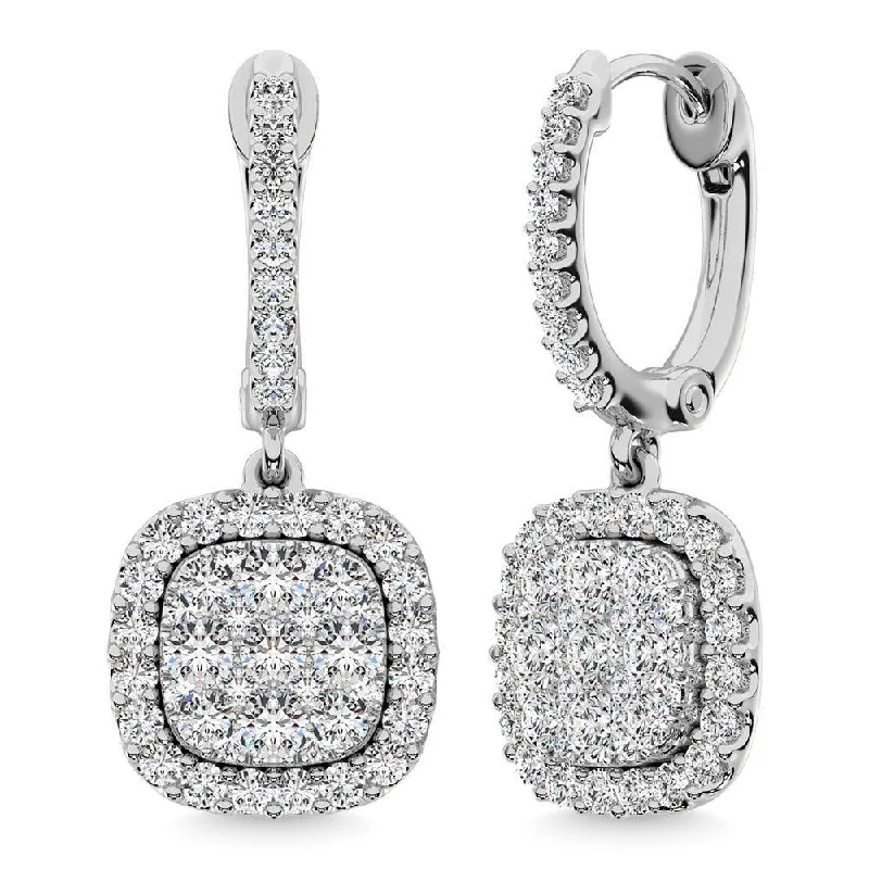 Handcrafted Gold Earrings-Diamond 3/4 Ct.Tw. Danglers Earrings in 14K White Gold