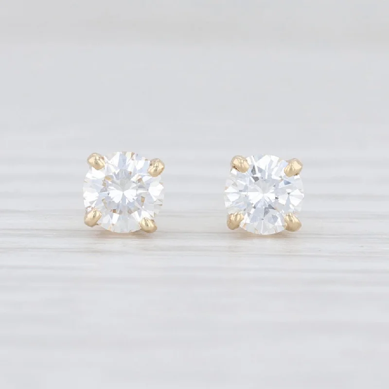 Fashionable Gold Earrings-New 0.70ctw Diamond Stud Earrings 14k Yellow Gold Round Solitaire Studs