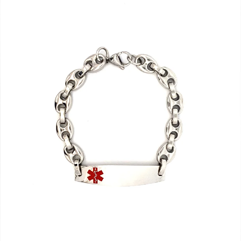 Luxury Silver Bracelet with Diamond Inlays-Medical Alert Bracelet in Silver