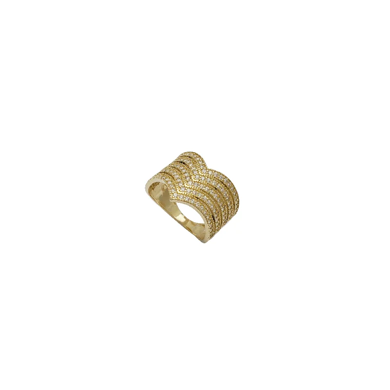 Fashionable Geometric Ring for Women-Multilayer CZ Ring (14K)