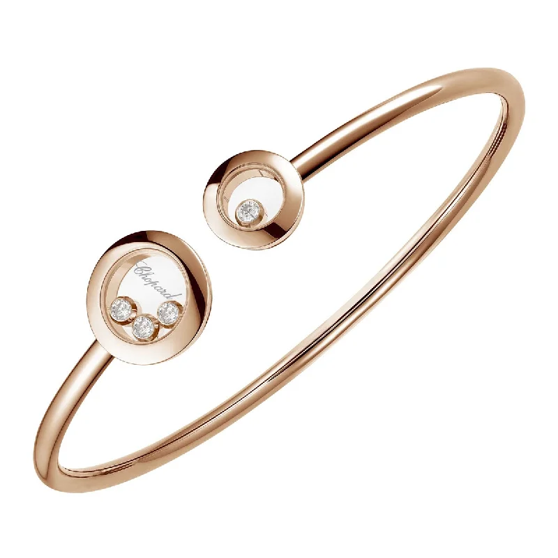 Simple Bangle Set with Gemstone Details for Bridesmaids-Happy Diamonds Icons 18ct Rose Gold Bangle