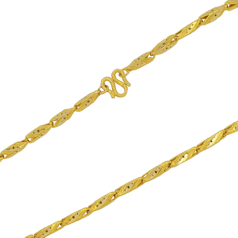 Gold and Diamond Necklace for Special Events-Barrel Link Necklace (24K)