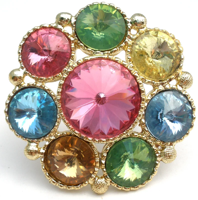 Star Brooch-Multi Color Rivoli Rhinestone Brooch Vintage