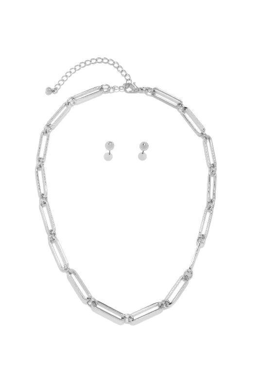 Personalized Crystal Necklace for Women-Liandra Chain Link Necklace - Silver