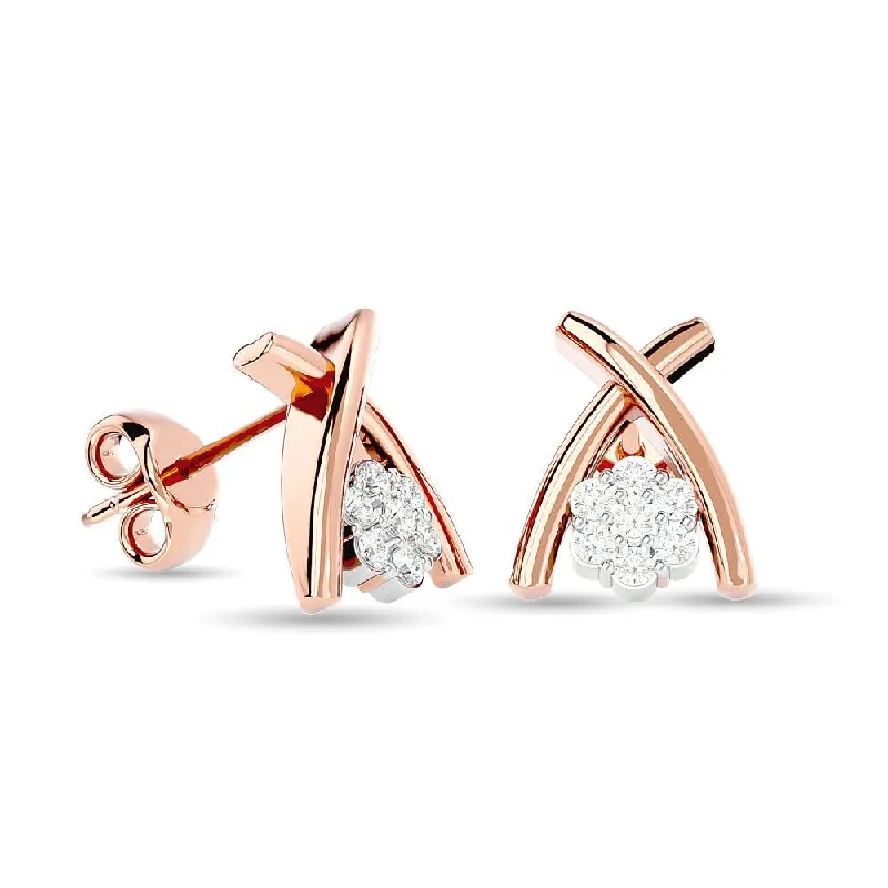 Unique Gold Earrings-Diamond Fashion Earrings 1/10 ct tw in 10K Rose Gold