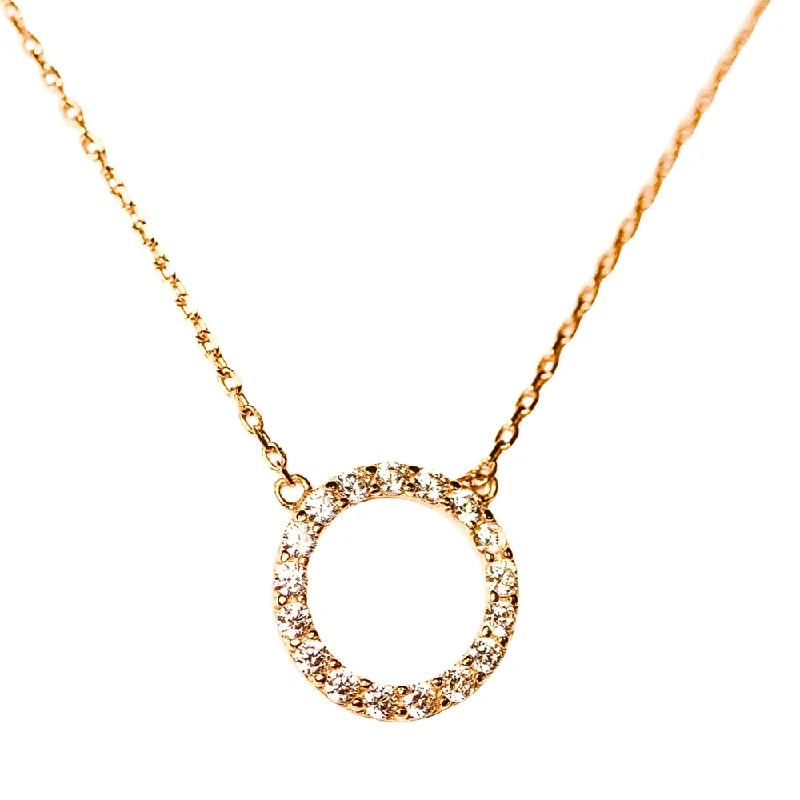 Simple Gold Necklace with Small Pendant-Eternity Necklace in Gold