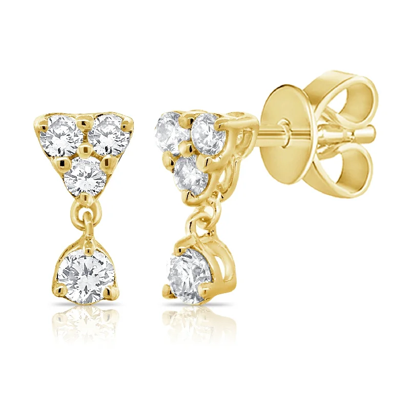 Unique Gold Earrings-Elegant 14K Gold Diamond Drop Earrings