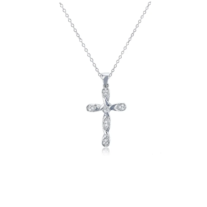 Gold Chain Necklace with Custom Pendant-Beaded Cross Necklace (Silver)