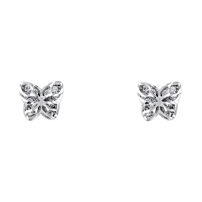 Long Statement Earrings-14KW CZ Butterfly Post Earrings