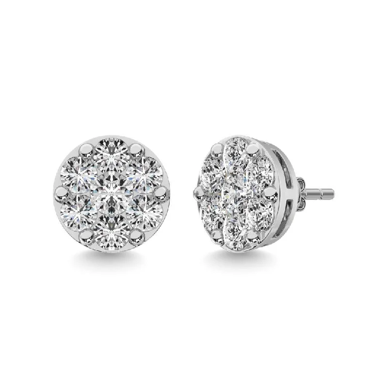 Swarovski Earrings for Bridesmaids-Diamond 3 ct tw Round Earrings in 14K White Gold