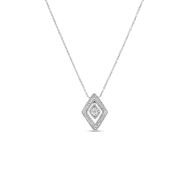 Sparkling Crystal Necklace for Formal Occasions-18kt. White Gold Diamante Small Diamond Pendant Necklace