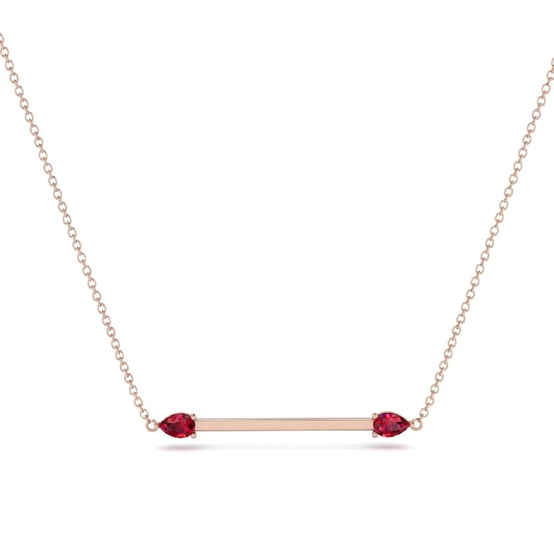 Elegant Necklace with Round Gemstone-Minimalist Pear Ruby Necklace - Melissa No. 11