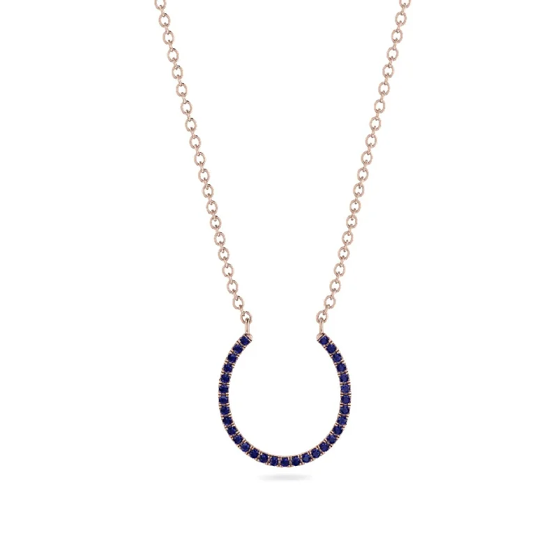 Designer Gemstone Necklace for Bridesmaids-Horseshoe Sapphire Necklace - Amira No. 14