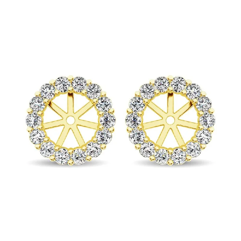 Vintage-Inspired Earrings for Women-14K Yellow Gold Diamond Earrings Jacket