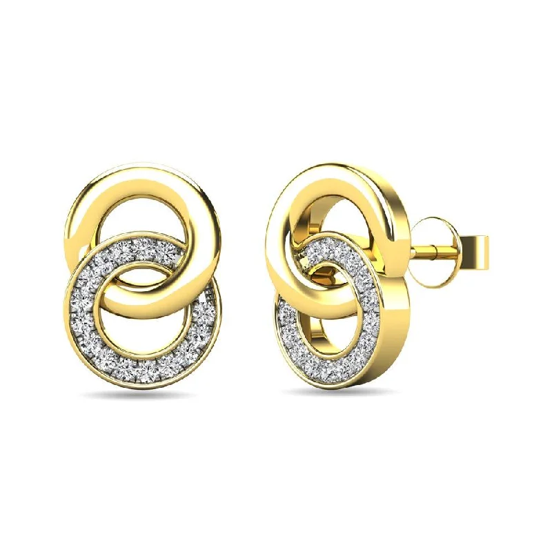 Silver Drop Earrings for Weddings-Diamond 1/10 ct tw Circle Earrings in 10K Yellow Gold