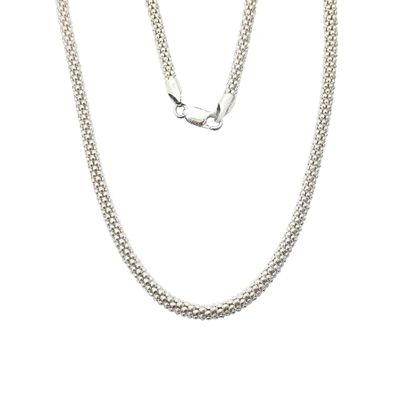 Fine Silver Necklace for Special Events-Shiny Popcorn Necklace (Silver)