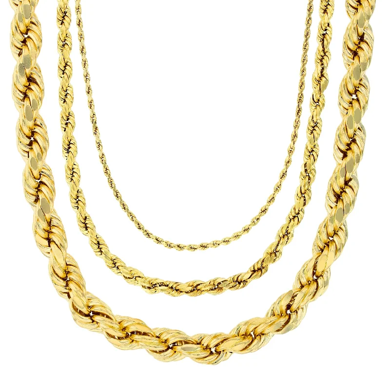 Classic Gemstone Necklace for Casual Wear-Lightweight Hollow Rope Chain (14K)