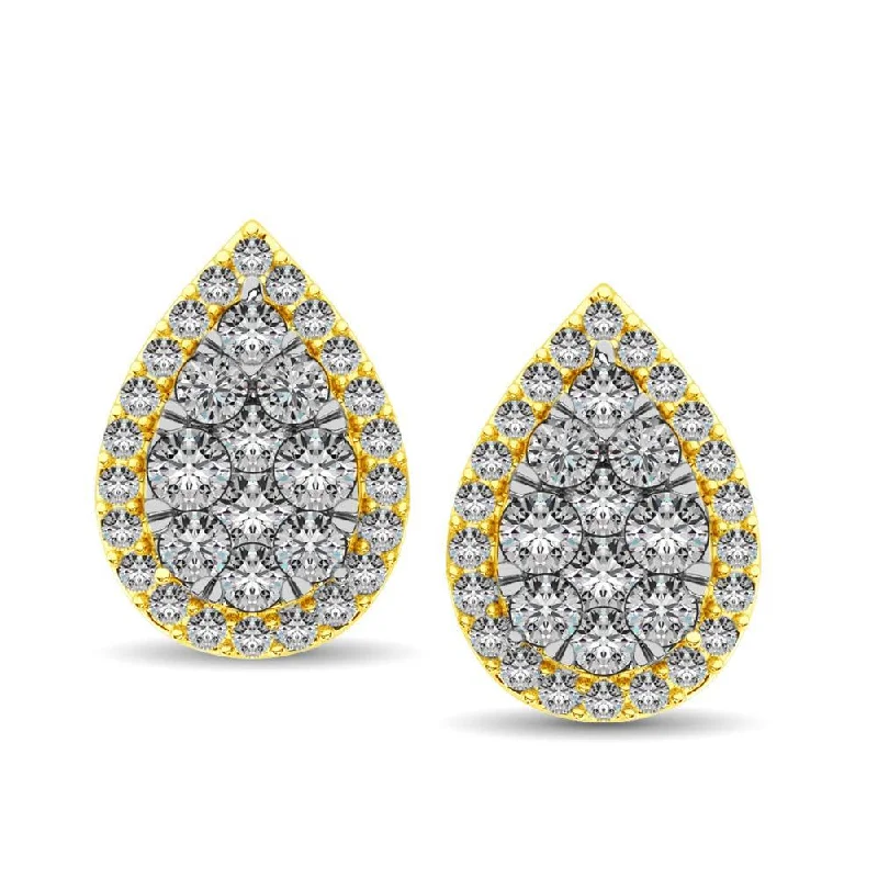 Statement Earrings for Brides-Diamond 3/4 ct tw Pear Shape Fashion Earrings in 14K Yellow Gold